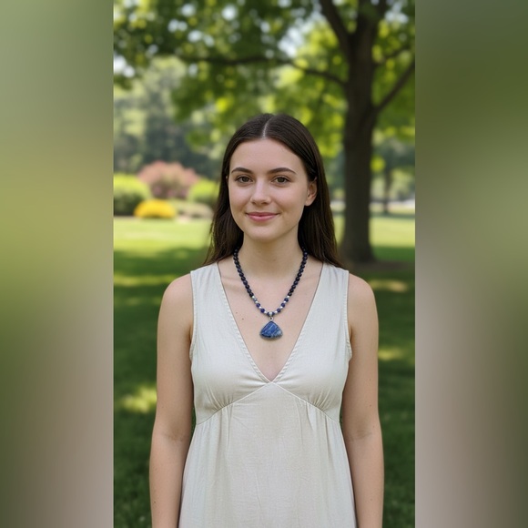 Handmade Jewelry - 20-1/2 inch Blue Goldstone bead necklace NWOT